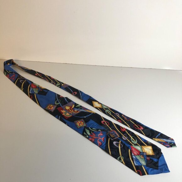 Carlo Palazzi Studio Silk Tie Black Colorful Mens Necktie Office Artistic Fun - Picture 8 of 8